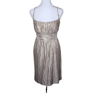 Vintage 90s Empire Waist Cocktail Mini Dress Womens Size S Champagne Gold